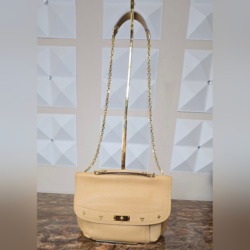 MCM Beige Leather Shoulder Bag - Picture 14 of 15